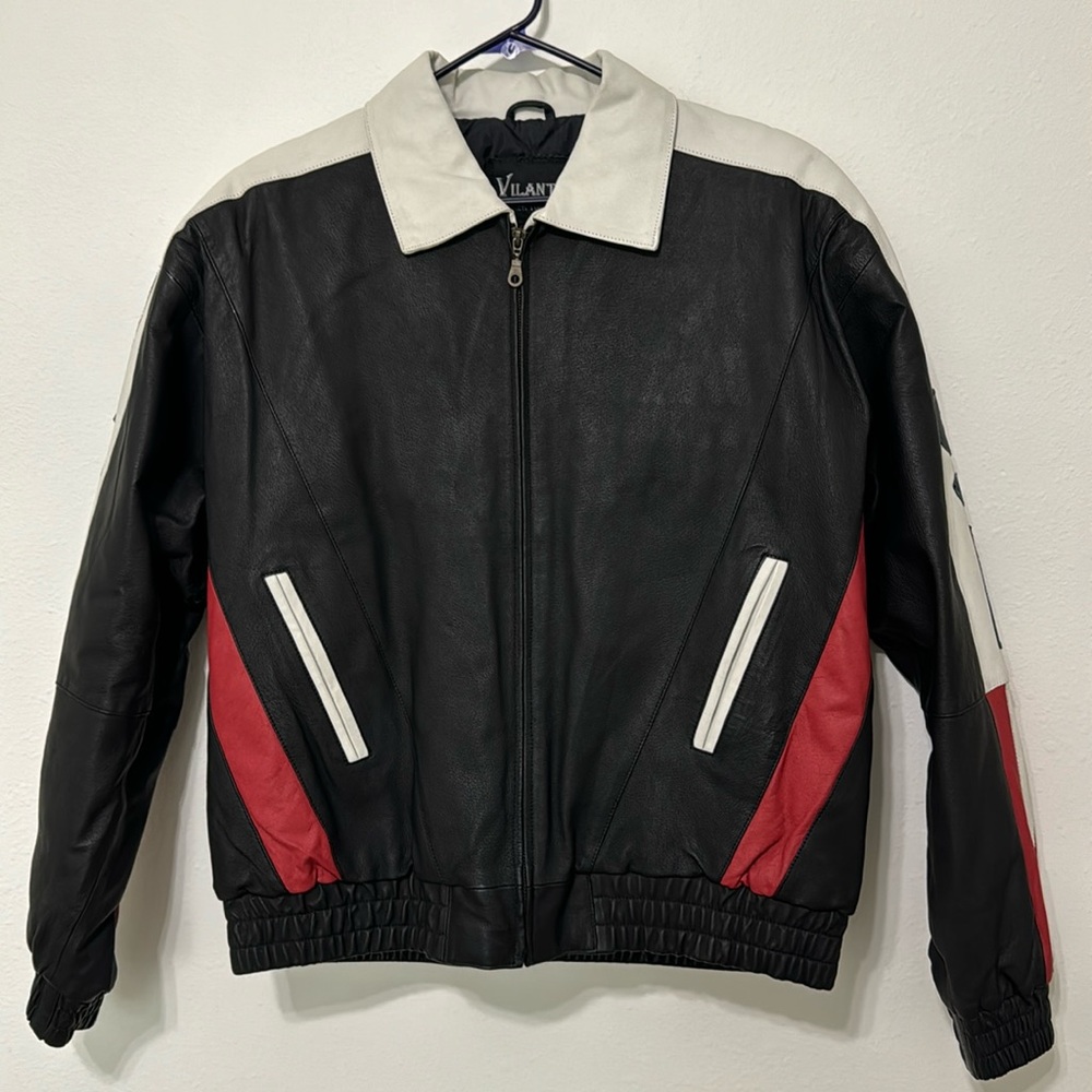 Men’s VILANTO New York black full zip USA leather jacket Size XL